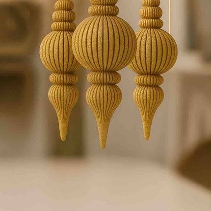 Cristella | set decorativ cu 3 globuri sculpturale de Crăciun