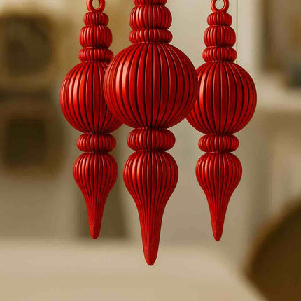 Cristella | set decorativ cu 3 globuri sculpturale de Crăciun