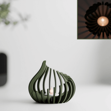 Olyra – suport tealight sculptural în formă de flacără