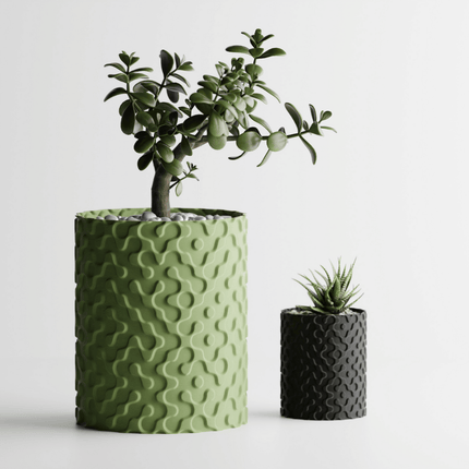 Velion – ghiveci decorativ cu model geometric fluid