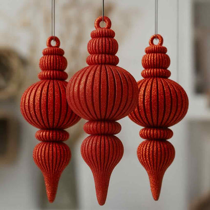 Cristella | set decorativ cu 3 globuri sculpturale de Crăciun