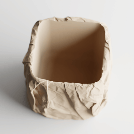 Velistra | ghiveci decorativ cu textură tip hârtie mototolită – formă pătrată