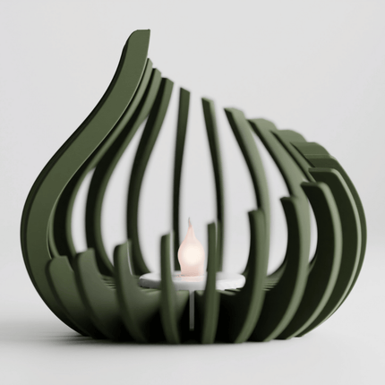 Olyra – suport tealight sculptural în formă de flacără