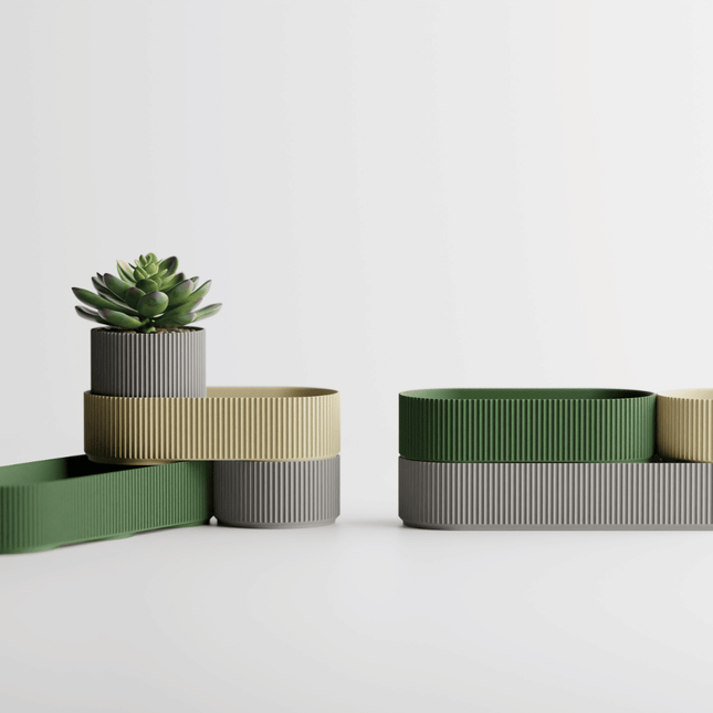 Orama | set modular decorativ cu forme rotunde și textură fină striată