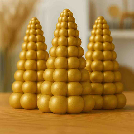 Pinova | set decorativ cu 3 brăduți sculpturali, suport tealight