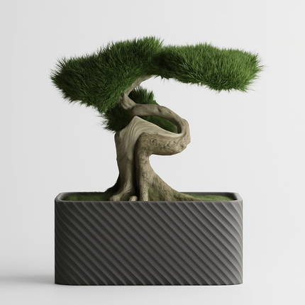 Seron – ghiveci rectangular cu textură fină și colțuri rotunjite