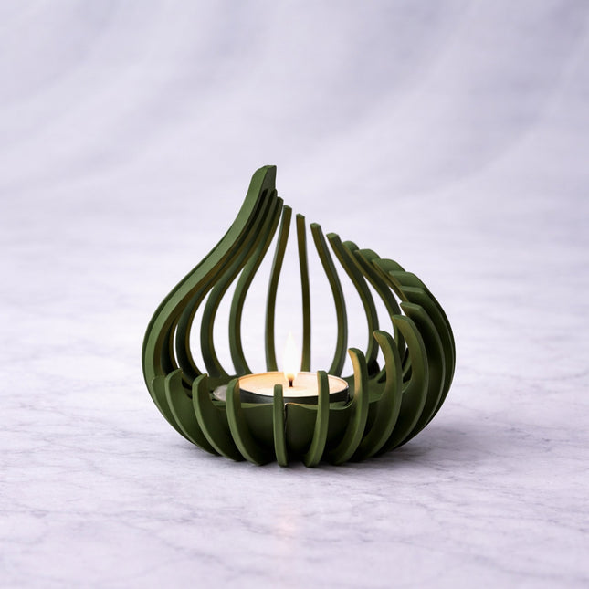 Olyra – suport tealight sculptural în formă de flacără
