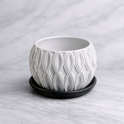 Tavo | ghiveci decorativ cu farfurie, design geometric