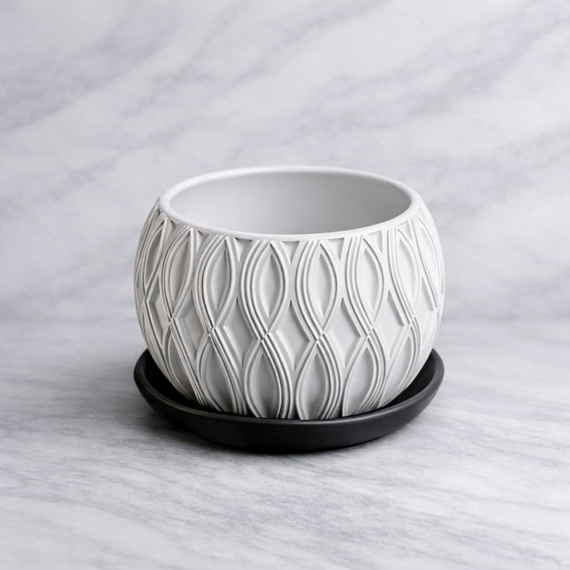 Tavo | ghiveci decorativ cu farfurie, design geometric