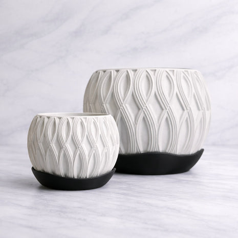 Tavo | ghiveci decorativ cu farfurie, design geometric