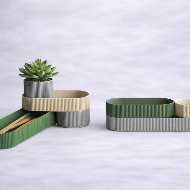 Orama | set modular decorativ cu forme rotunde și textură fină striată