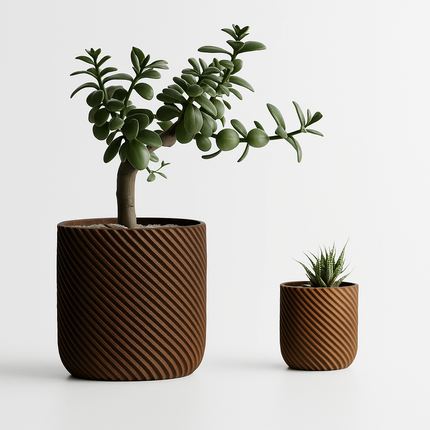 Eroni – ghiveci decorativ cu striații diagonale și pereți groși
