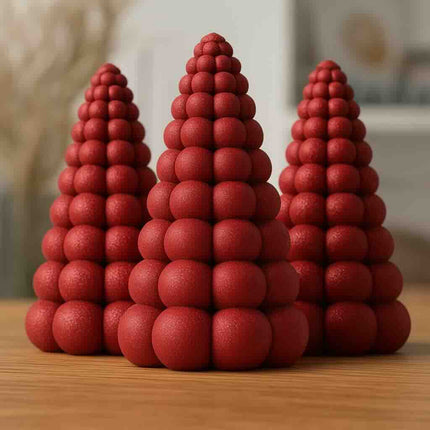 Pinova | set decorativ cu 3 brăduți sculpturali, suport tealight