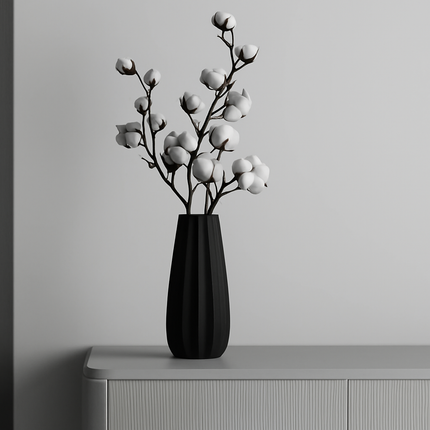 Vanessa – vază înaltă cu textură fină și linii drepte, din colecția Smooth Ribs