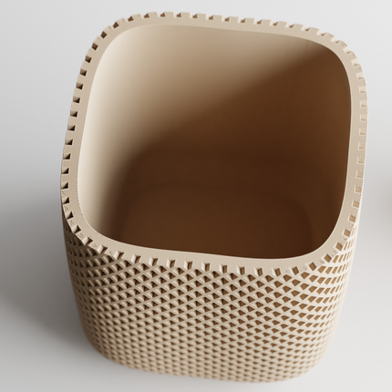 Velthy – ghiveci cubic cu margini rotunjite și textură dublu-ribată
