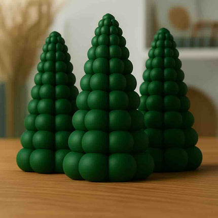 Pinova | set decorativ cu 3 brăduți sculpturali, suport tealight