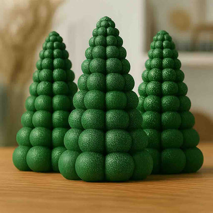 Pinova | set decorativ cu 3 brăduți sculpturali, suport tealight