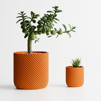 Eroni – ghiveci decorativ cu striații diagonale și pereți groși